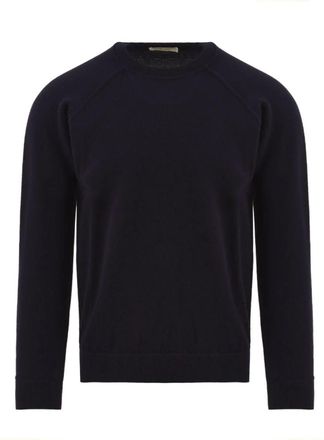FILIPPO DE LAURENTIIS Cashmere Raglan Trui met Ronde Hals - Heren - Cashmere truien - Blauw - XL - Kasjmier - Truien & Vesten