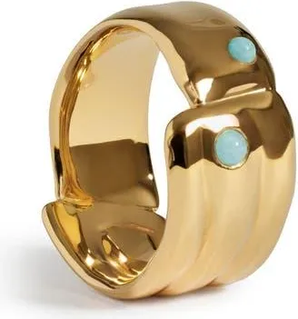 Monica Vinader Amaia Stone Bold Ring in 18K Gold Vermeil/amazonite at Nordstrom, Size 6.75