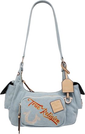 True Religion Multi-Patch Denim Hobo Shoulder Bag
