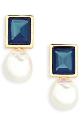 Lele Sadoughi Aegean Faux Pearl Drop Earrings in Aegean Blue at Nordstrom
