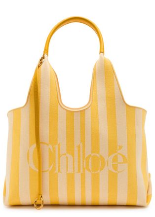 Chlo&eacute; Stripy East-west Canvas Tote bag - Yellow - One Size