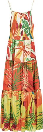 Desigual Bahamas Patch Maxi Dress Tropical Tiered Summer Style