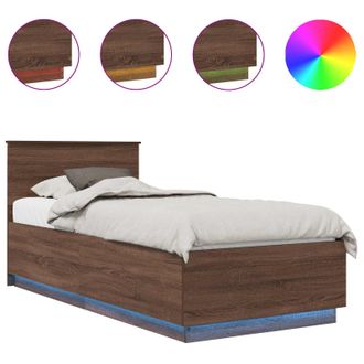 vidaXL Estructura De Cama Con Cabecera Roble Marr&oacute;n 70 X 190 Cm Vidaxl