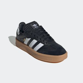 adidas Sneaker ADIDAS ORIGINALS SAMBA XLG, Damen, Gr. 44,5, schwarz-weiss (core schwarz, ftwr wei&szlig;, gum 3), Leder, Textil, Schuhe Sneaker, mit erh&ouml;hter Sohle