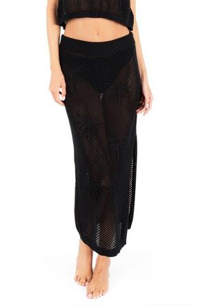 Hurley Embroidered Open Knit Midi Skirt in Black at Nordstrom, Size X-Large