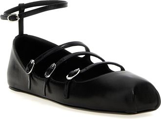 Alexander McQueen Multi-Strap Leather Ballet Flat - Black