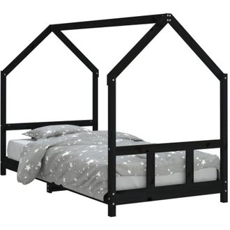 vidaXL Kids Bed Frame Black 90x190 cm Solid Wood Pine Vidaxl