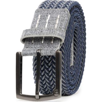 Travis Mathew Cheers 2.0 Woven Elastic Belt in Dark Blue/Dark Grey at Nordstrom, Size Medium