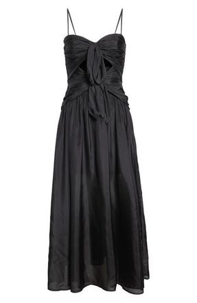 Zimmermann Aster Scarf Silk Midi Dress in Black at Nordstrom, Size 0P