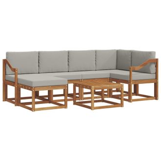 vidaXL Conjunto De Sof&aacute;s De Exterior 7 Pcs Gris Natural Y Claro Vidaxl