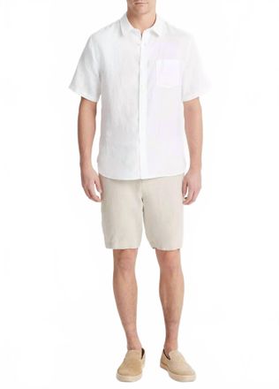 Vince Mens Short Sleeve Shirt In Optic White