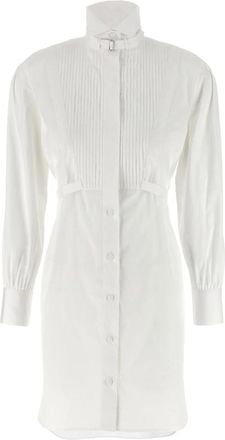 Alexander McQueen Tuxedo Chemisier Jurk - Dames - Shirt Kleedjes - Wit - S - Katoen - Kleedjes