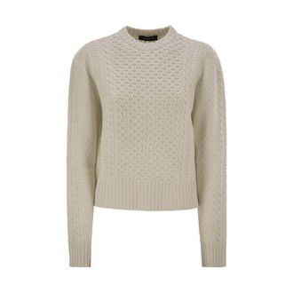 Fabiana Filippi Platinum Fisherman Jersey - Dames - Ronde hals truien - Beige - M - Wol - Truien & Vesten