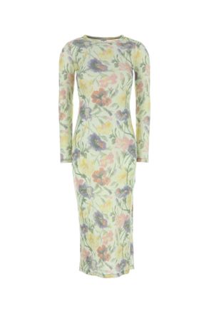 Loewe Womens Printed Silk Blend Dress - Light Blue - Size Small
