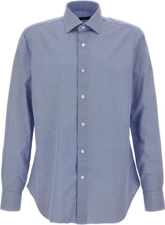Barba Culto Katoenen Overhemd met Patroon - Heren - Casual Overhemden - Blauw - 3XL - Katoen - Overhemden