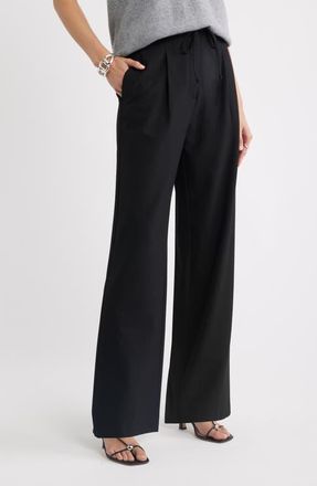 Nordstrom Drawstring Wide Leg Pants in Black at Nordstrom, Size 10