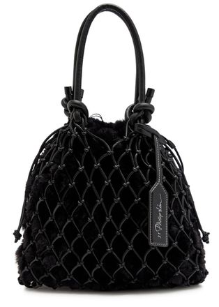 3.1 Phillip Lim Macrame Mini Caged Faur fur Tote - Black - One Size