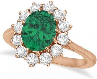 Allurez Oval Lab Emerald and Diamond Ring 14k Rose Gold (3.60ctw)
