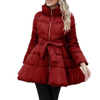 Generic Womens Padded Coat Clearance Winter Warm Quilted Jacket Windproof Down Coats Thicken Puffer Jackets Ladies Zip Up Fuffy Jacket Waterproof Outerwear Fu