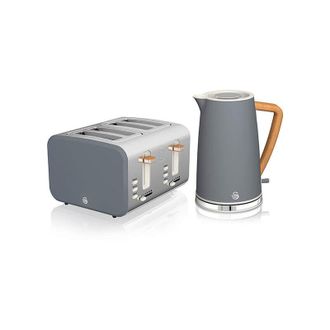 SWAN Nordic Slate Grey 1.7 Litre Cordless Kettle and 4 Slice Toaster