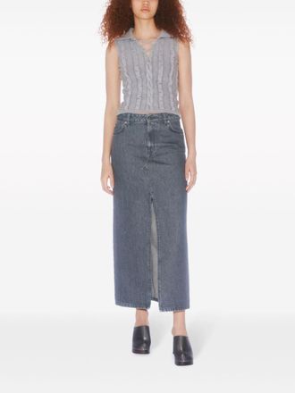 Filippa K Geplooide Denim Lange Rok