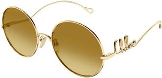 Chlo&eacute; Pantos Zonnebril - Dames - Zonnebrillen - Geel - 56 MM - Nylon - Accessoires