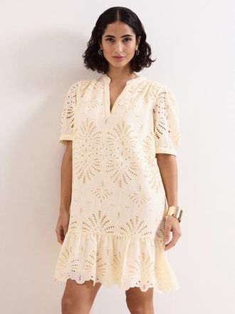 Phase Eight Liliana Embroidered Mini Dress in Yellow at Nordstrom, Size 10