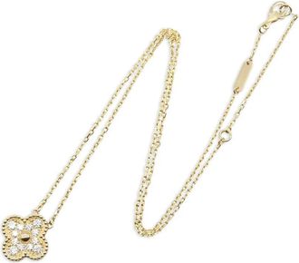 Van Cleef & Arpels 2010s 18K yellow gold Alhambra diamond necklace - women - 18kt Yellow Gold/Diamond - One Size