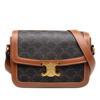 Celine Pre-owned Celine Classique Triomphe Coated Canvas and Calfskin Triomphe Crossbody Ladies R7XDI65R3TDBCU8I