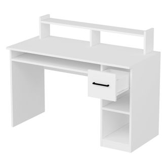 Dmora Escritorio Roletto, 5 Estantes, Un Caj&oacute;n, 5 Compartimentos, 99x120x55h Cm Blanco