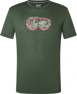 super.natural Goggle Tee Merinoshirt f&uuml;r Herren | gr&uuml;n