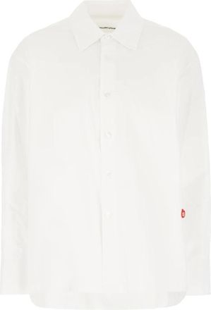 Alexander Wang Logo Geborduurd Katoenen Shirt - Dames - Overhemden - Wit - M - Katoen - Overhemden