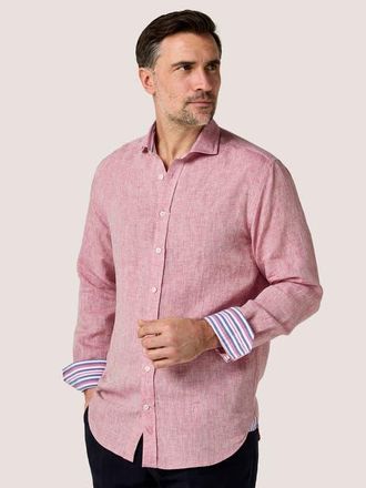 Koy Clothing Classic Linen Long Sleeve Shirt in Dusty Pink at Nordstrom, Size 4X-Large