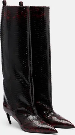 The Attico Lea snake-effect leather knee-high boots