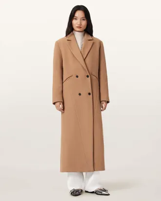 AllSaints Main: 75% Wool, 25% Polyamide Nellie Double Breasted Coat, Size: UK 14/US 10