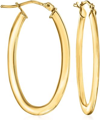 Canaria Canaria Italian 10kt Yellow Gold Oval Hoop Earrings