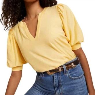 Nation Ltd Lou Peasant V-Neck Tee In Popcorn