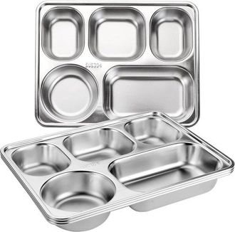 OEM Juego De 3 Platos Divididos De Acero Inoxidable Con 5 Secciones Para Adultos Y Ni&ntilde;os