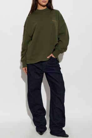 The Attico Oversize T-shirt With A Slit, Womens, Green