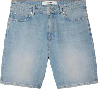 Lacoste Korte Broeken, Heren, Blauw, W33, Denim, Straight Fit Denim Bermuda Shorts