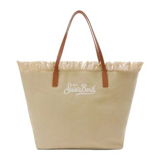 MC2 Saint Barth Tote Bags, female, Beige, Size: ONE SIZE City Fringed Tote Bag