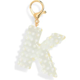 Leith Faux Pearl Initial Bag Charm in K- Clear- White- Gold at Nordstrom Rack