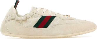Gucci Ivory Gg Fabric And Suede Sneakers