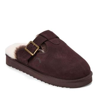 Dearfoams Fireside Maitland Genuine Shearling Scuff Slipper in Coffee at Nordstrom, Size 10