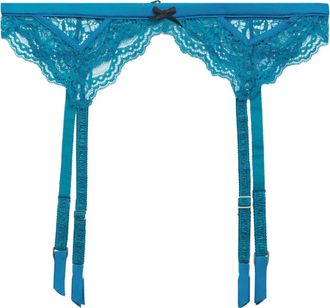 Fleur du Mal Bianca lace garter belt - Blue