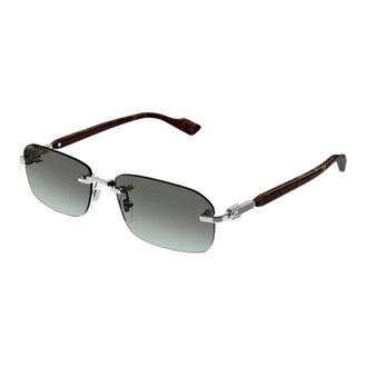 Gucci Rechthoekige Zonnebril - Heren - Zonnebrillen - Grijs - 56 MM - Accessoires