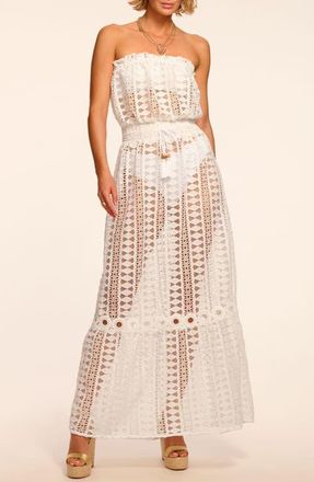 Ramy Brook Henrietta Strapless Sheer Cover-Up Dress in White Cotton at Nordstrom, Size Xx-Small