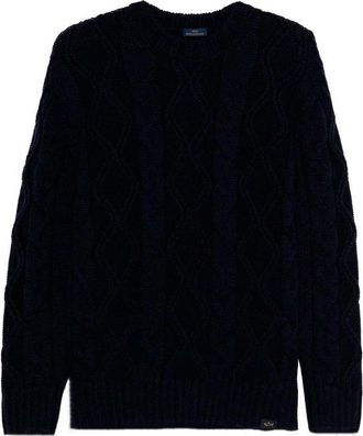 Paul & Shark Cable Knit Crewneck Wool Sweater