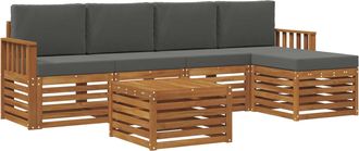 vidaXL Conjunto De Sof&aacute;s De Exterior 6 Uds. Natural Y Antracita Vidaxl