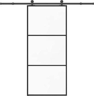 vidaXL Vidaxl - Puerta Corredera Con Set Herrajes Vidrio Esg Aluminio 90x205 Cm